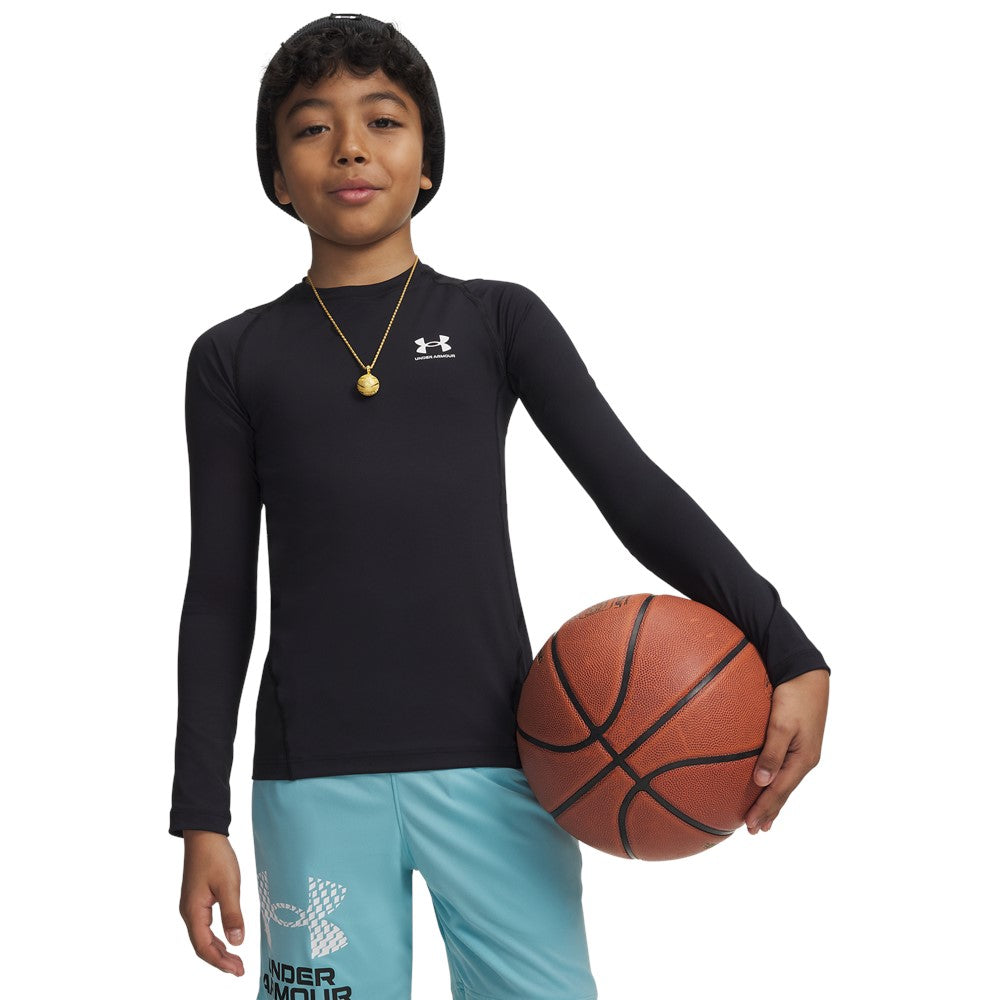Under Armour Boys Heat Gear Armour Long Sleeve Top - Black