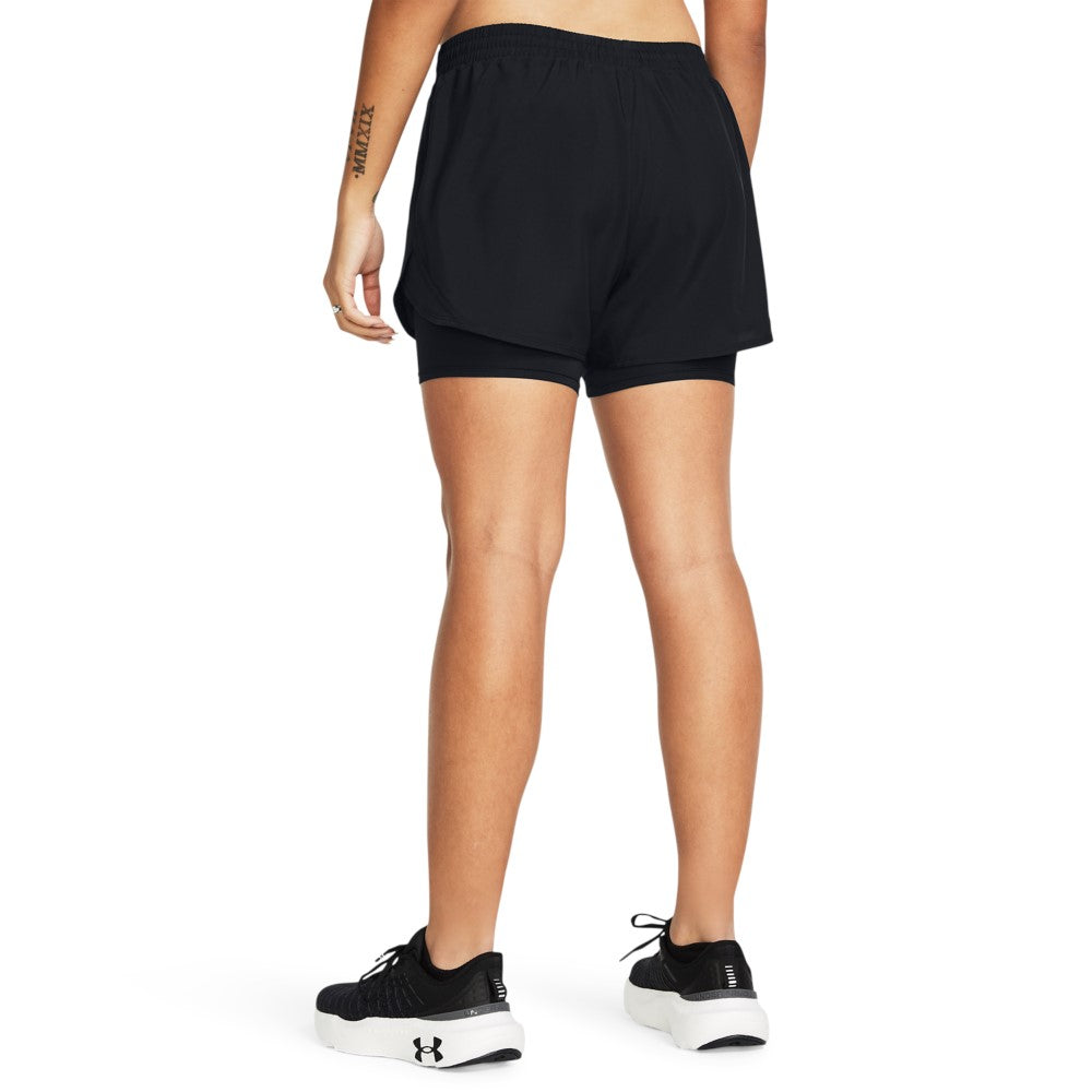 Under Armour Womens Fly By 2 in 1 Shorts - Black/Reflective