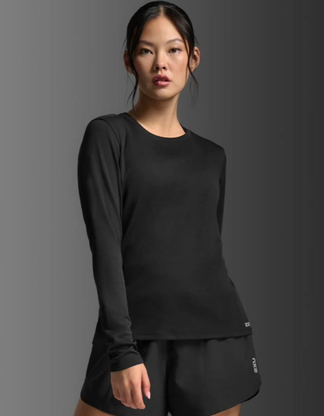 2XU Womens Aero Long Sleeve Tee - Black/Silver Reflective
