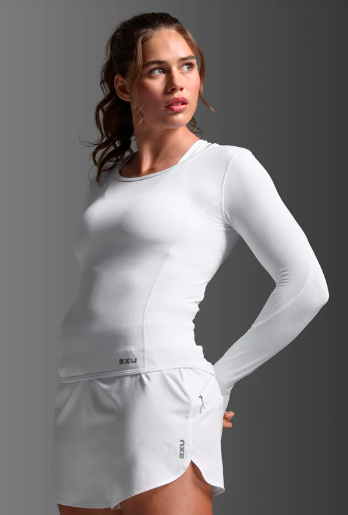 2XU Womens Ignition Grid Base Layer - White/Silver Reflective