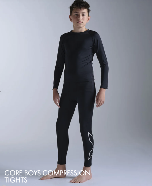 2XU Boys Core Compression Tights - Black/Silver
