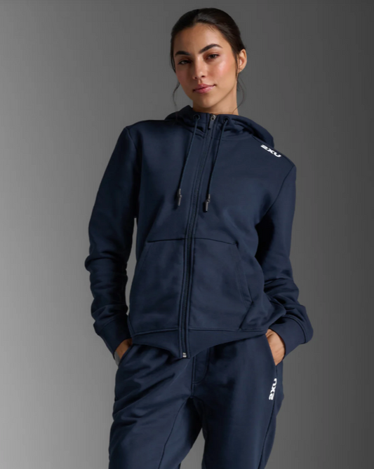 2XU Womens Aspire Full Zip Hoodie - Midnight/White