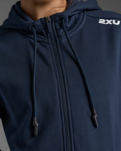 2XU Womens Aspire Full Zip Hoodie - Midnight/White