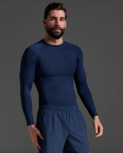 2XU Mens Core Compression Long Sleeve Top - Navy/No Logo