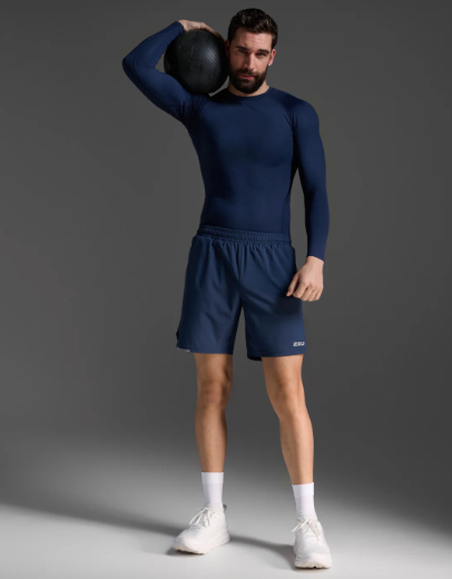 2XU Mens Core Compression Long Sleeve Top - Navy/No Logo