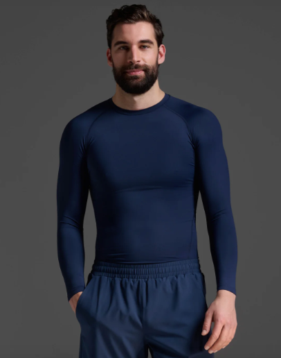 2XU Mens Core Compression Long Sleeve Top - Navy/No Logo