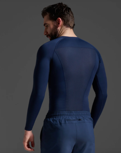 2XU Mens Core Compression Long Sleeve Top - Navy/No Logo