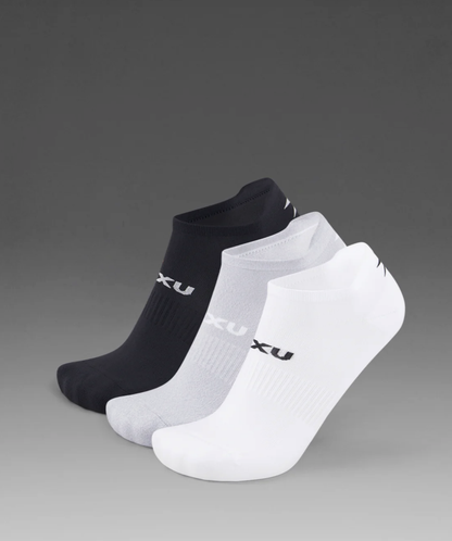 2XU Ankle Socks 3 Pack - Black/White/Grey