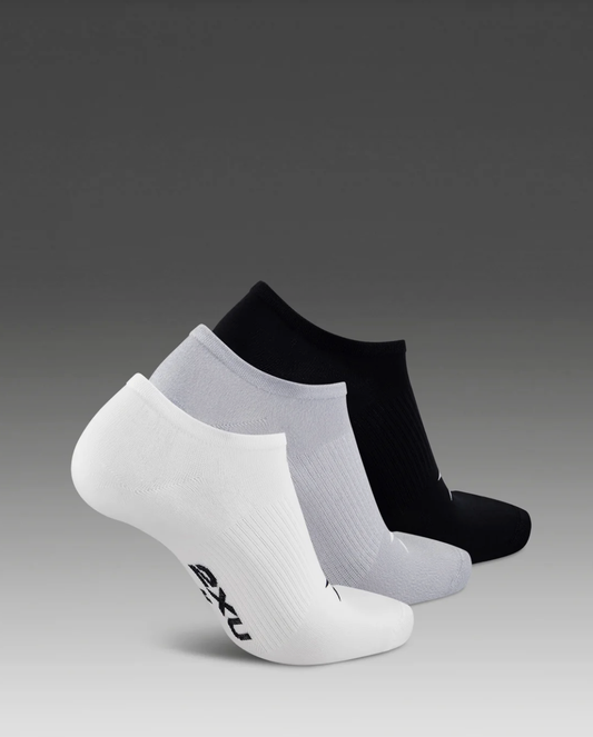 2XU Invisible Socks 3 Pack - Black/White/Grey