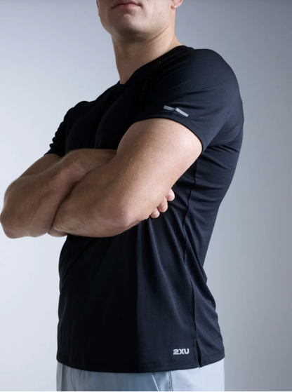 2XU Mens Aero  Tee - Black/Silver Reflective