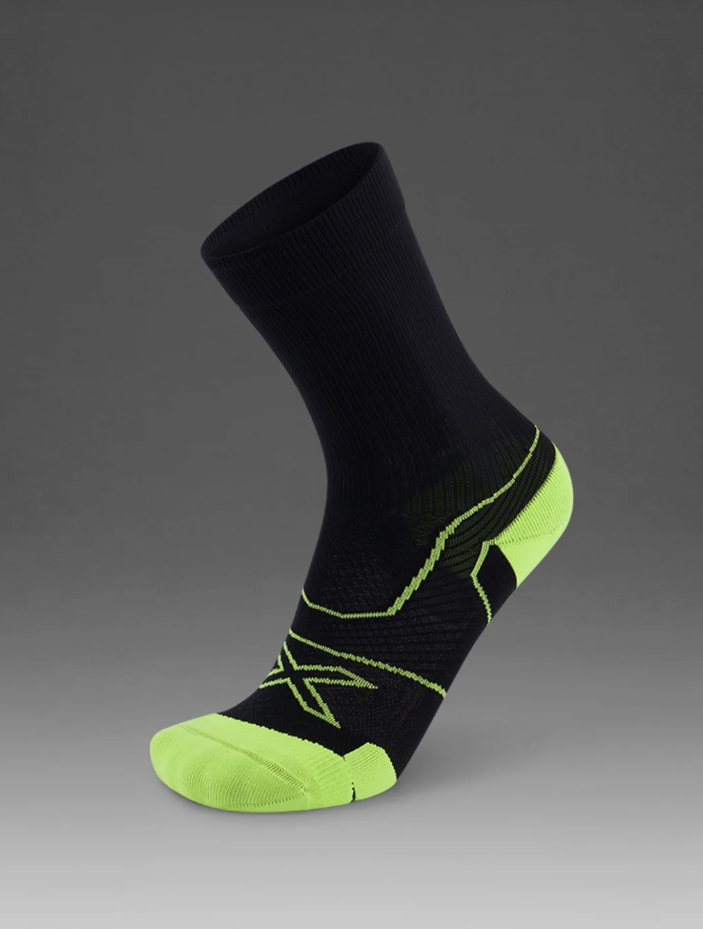2XU Vectr Cushion Crew Socks - Black/Volt