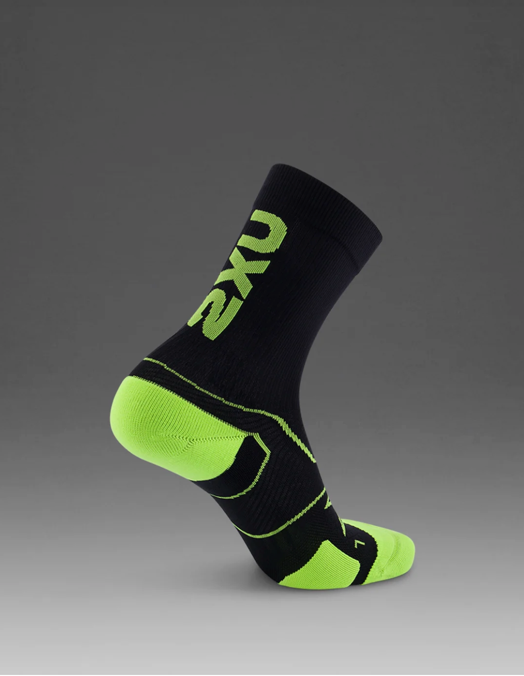 2XU Vectr Cushion Crew Socks - Black/Volt