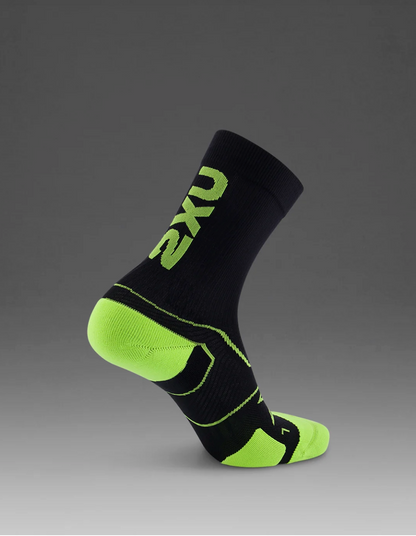2XU Vectr Cushion Crew Socks - Black/Volt