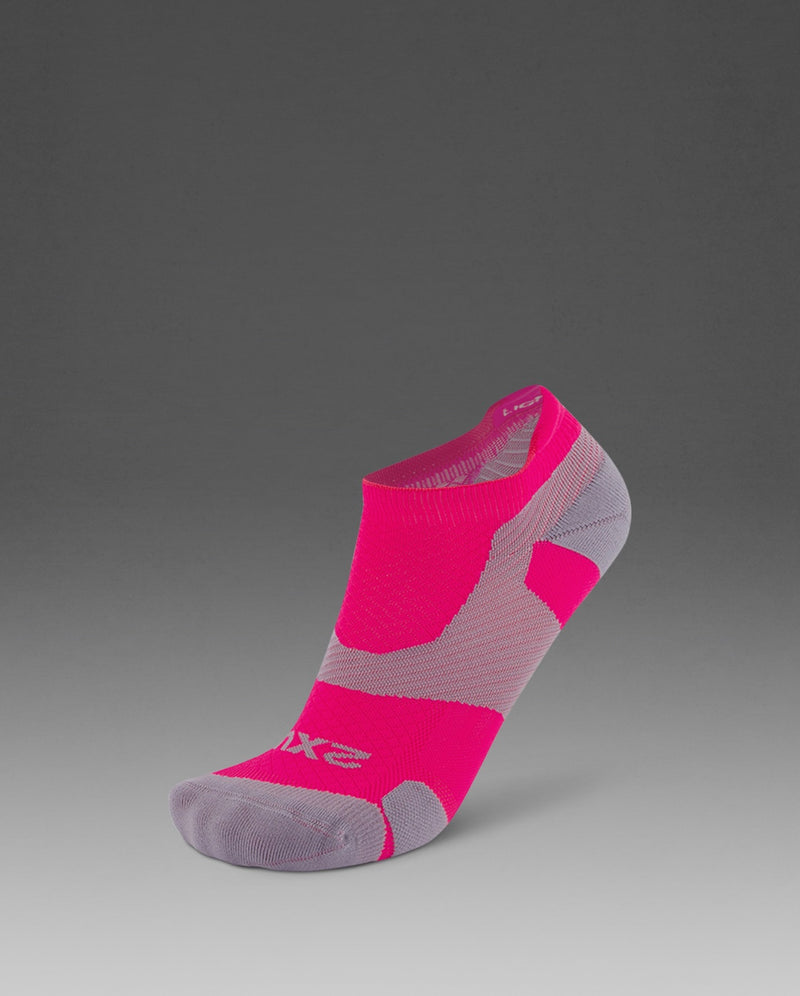 2XU Light Cushion No Show Socks - Magenta/Light Grey
