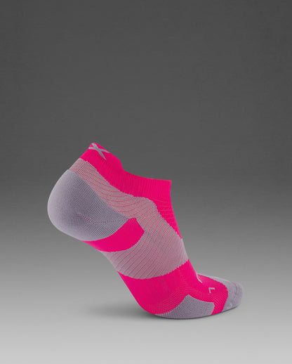 2XU Vectr Light Cushion No Show Socks - Magenta/Light Grey
