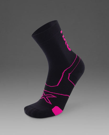 2XU Vectr Cushion Crew Socks - Black/Fuschia