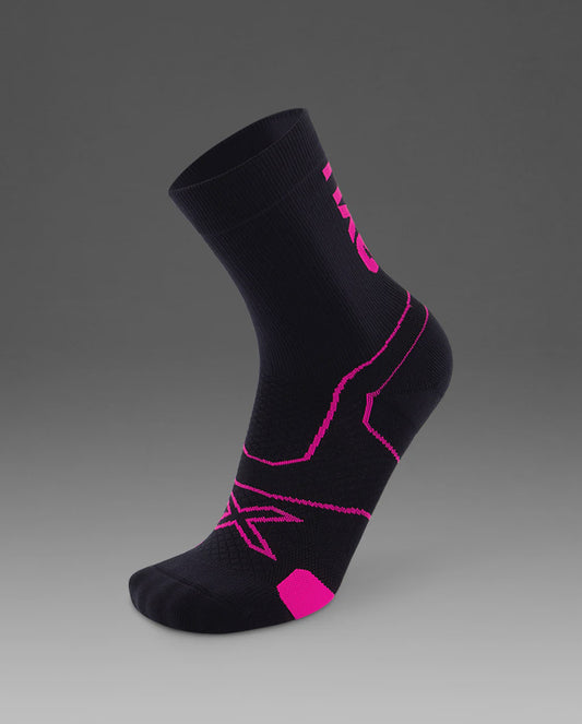 2XU Vectr Cushion Crew Socks - Black/Fuschia