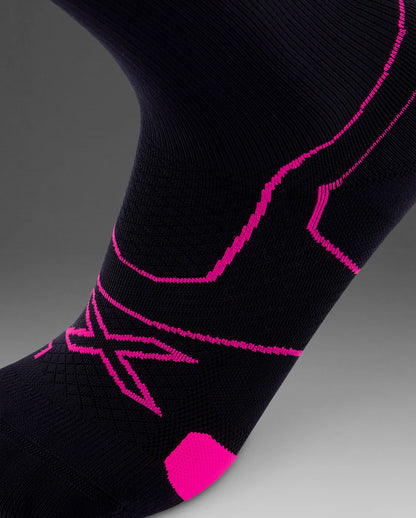 2XU Vectr Cushion Crew Socks - Black/Fuschia