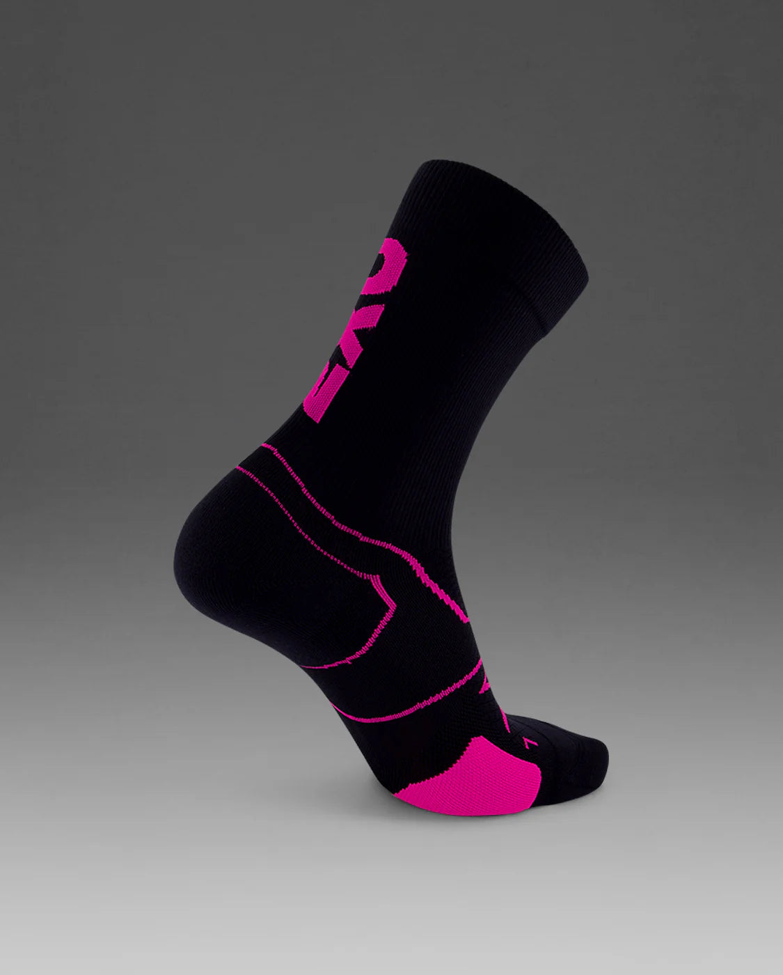 2XU Vectr Cushion Crew Socks - Black/Fuschia