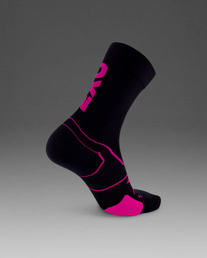 2XU Vectr Cushion Crew Socks - Black/Fuschia