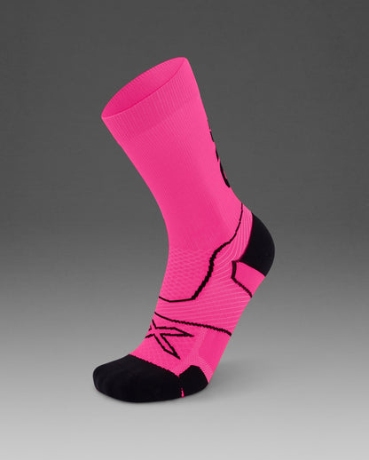 2XU Vectr Cushion Crew Socks - Fuschia/Black