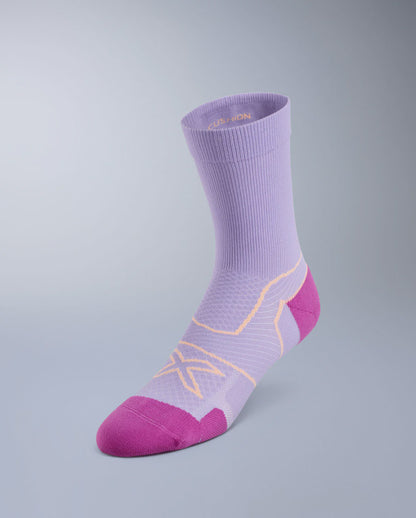 2XU Vectr Cushion Crew Socks - Lavender/Rose Violet