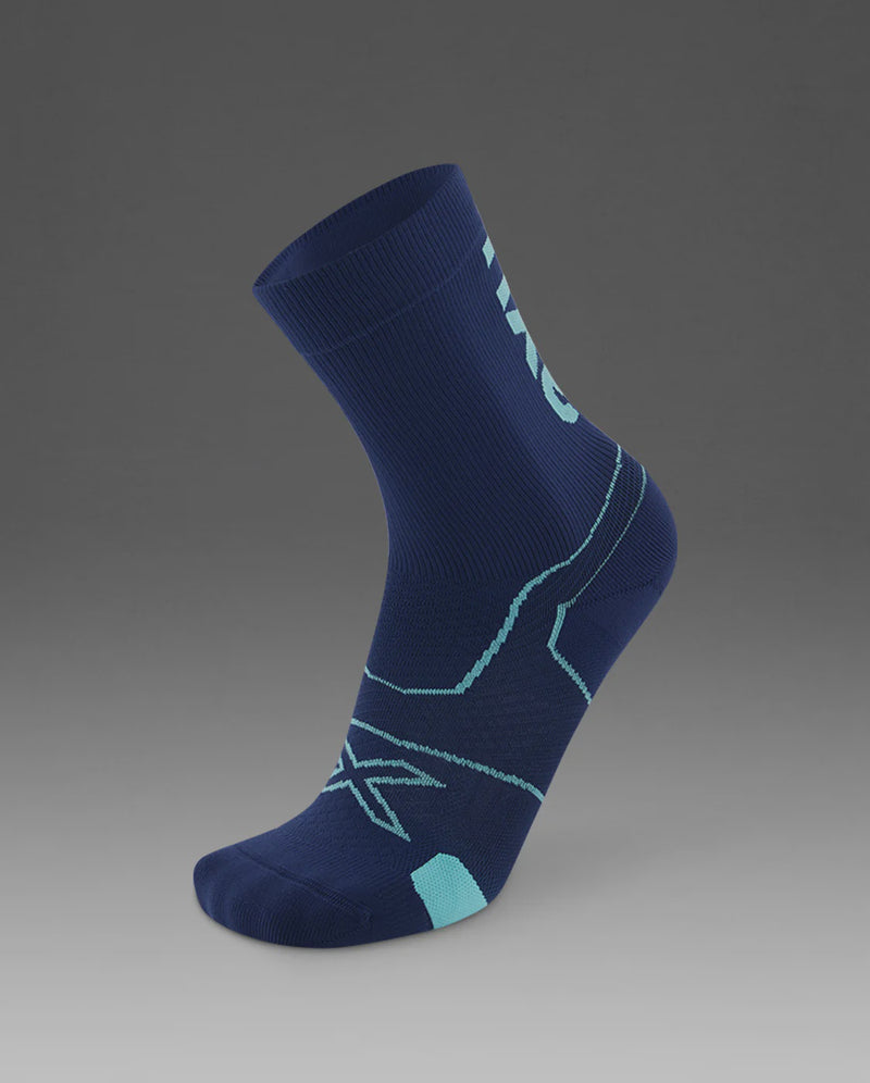 2XU Vectr Cushion Crew Socks - Midnight/Retro Blue