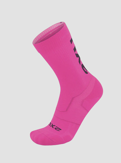 2XU Vectr Light Cushion Crew Socks - Fuschia/Black