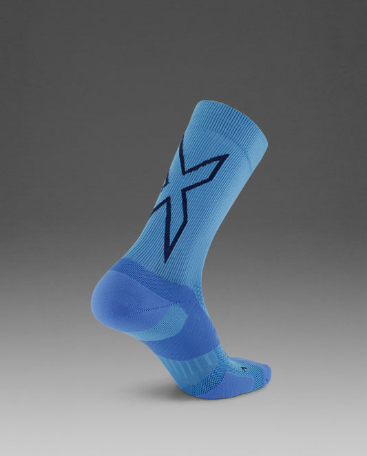 2XU Vectr Light Cushion Crew Socks - Retro Blue/Azure Blue