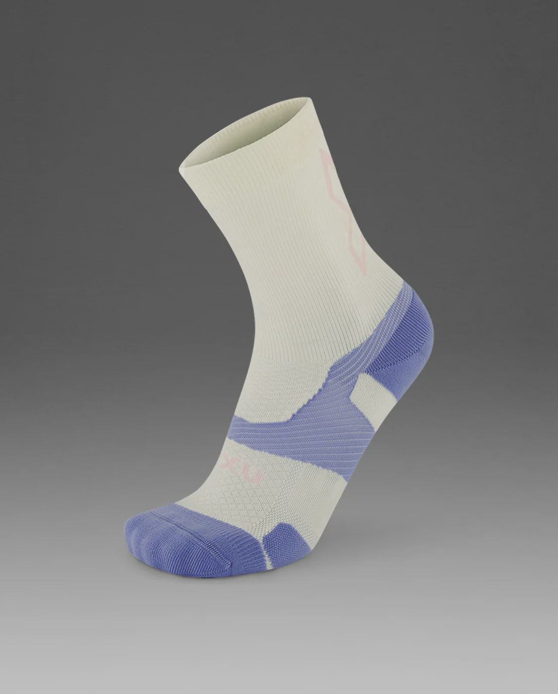 2XU Vectr Light Cushion Crew Socks - Off White/Lavender