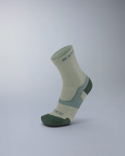 2XU Vectr Merino Light Cushion Crew Socks - Eucalyptus/Olive Leaf