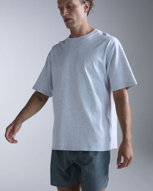 2XU Unisex EZ Oversized Organic Cotton Tee- Grey Marle