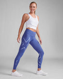 2XU Womens Light Speed Compression Tights - Marlin/Hydrangea Reflective