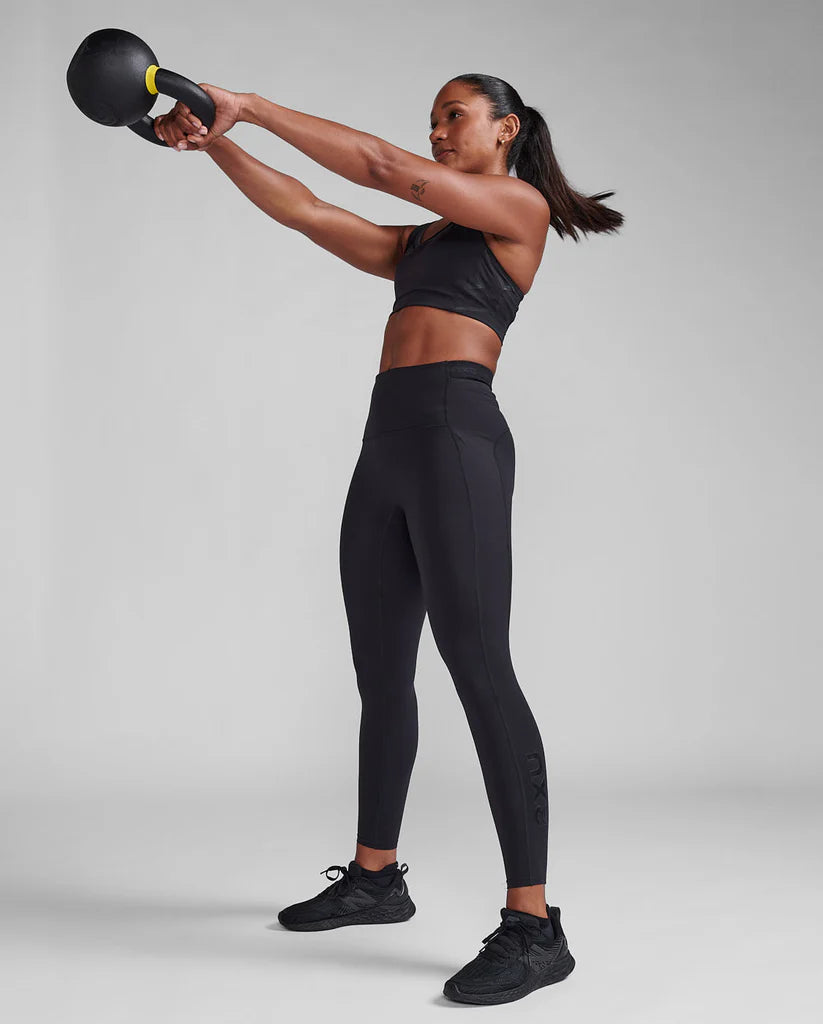 2XU Womens Form Stash Hi-Rise Compression Tights - Black/Black
