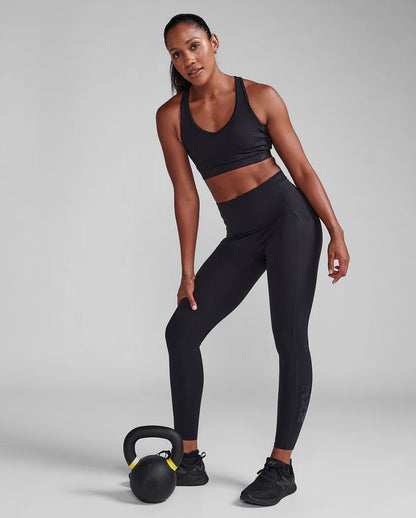 2XU Womens Form Stash Hi-Rise Compression Tights - Black/Black