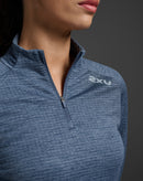 2XU Womens Ignition 1/4 Zip - Indigo/Halogen Reflective