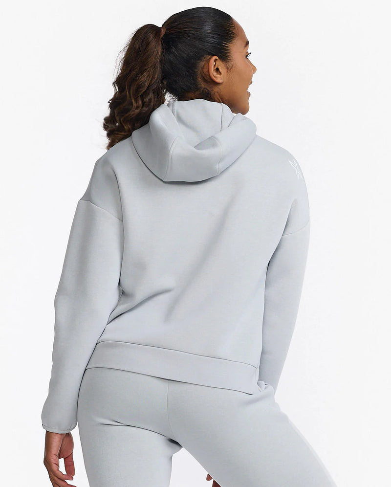 2XU Womens Commute Full Zip Hoodie - Habour Mist/White