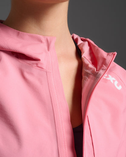 2XU Womens Ignition Shield Waterproof Jacket - Pink Glow/White Reflective