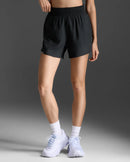 2XU Womens Aero Hi-Rise 4 Inch Shorts - Black/Silver Reflective