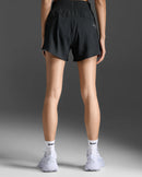 2XU Womens Aero Hi-Rise 4 Inch Shorts - Black/Silver Reflective