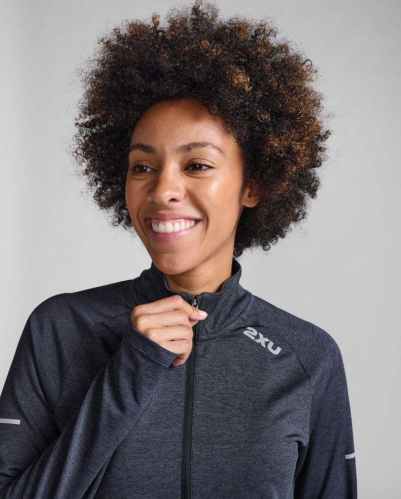 2XU Womens Aero 1/2 Zip  - Black/Silver Reflective