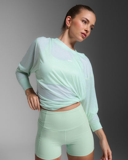 2XU Womens Relight Long Sleeve Top - Digital Mint/White