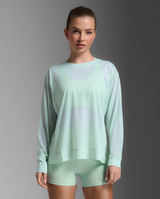 2XU Womens Relight Long Sleeve Top - Digital Mint/White