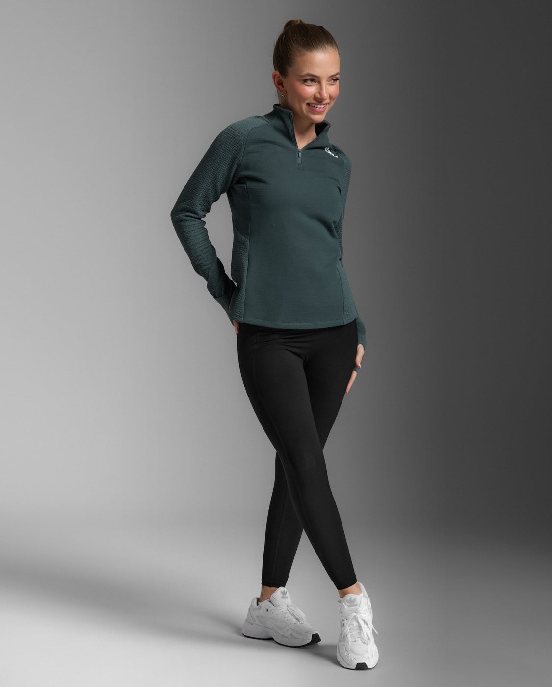 2XU Womens Ignition Hyper-Haptic 1/4 Zip - Sage/White Reflective