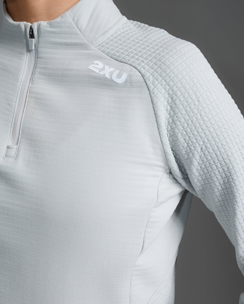 2XU Womens Ignition Hyper-Haptic 1/4 Zip - Harbor Mist/White Reflective