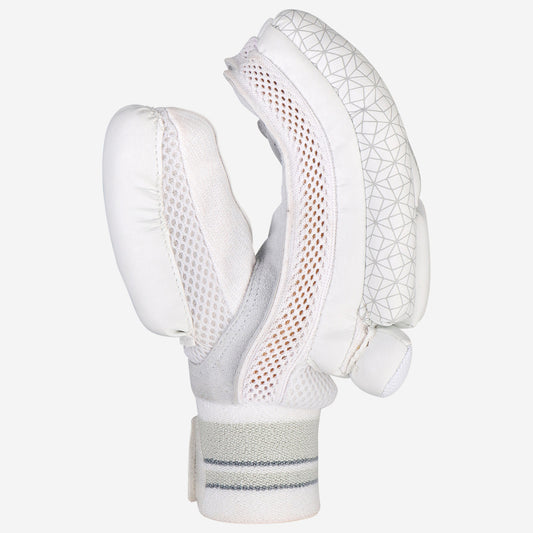 Kookaburra Ghost Pro 6.0 Junior Batting Gloves 26/27 - Single glove, angled backhand view showing airflow mesh gusset and finger protection