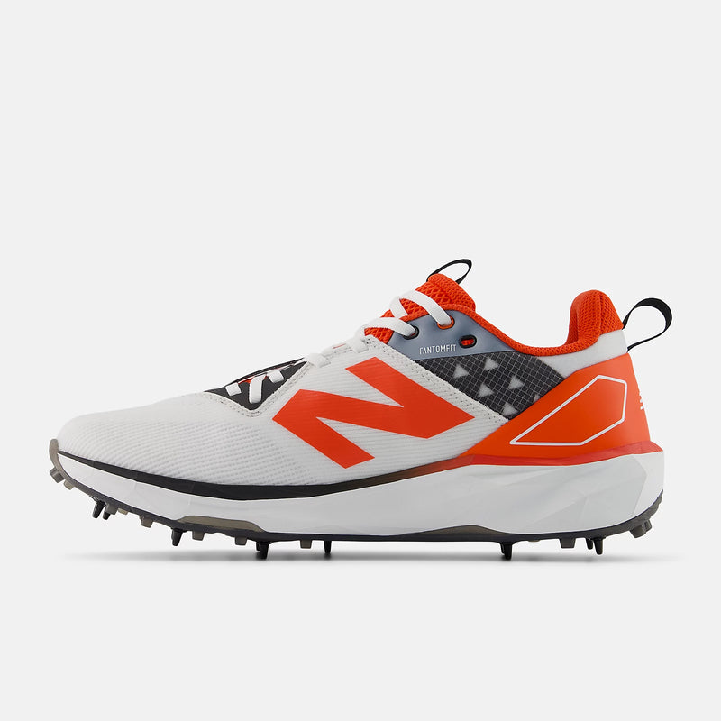New Balance FuelCell CK10V6 Spike Cricket Shoe - White/Neo Flame