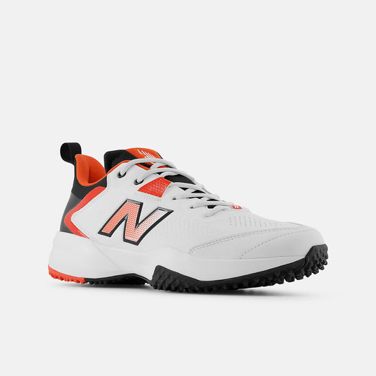 New Balance CK4020v6 Cricket Shoe - White/Neo Flame/Black