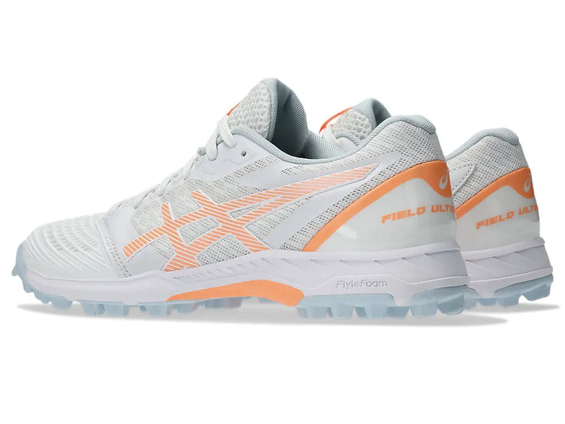 Asics Womens Field Ultimate FF Turf and Hockey Shoe - White/Bright Sunstone