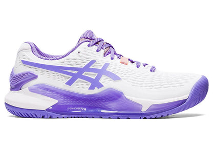 Asics Womens Gel Resolution 8 Wide (Hardcourt) Tennis Shoe - White/Amethyst